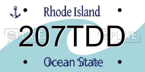 207TDD Rhode Island License Plate