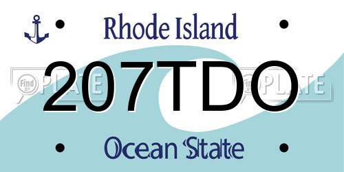 207TDO Rhode Island License Plate