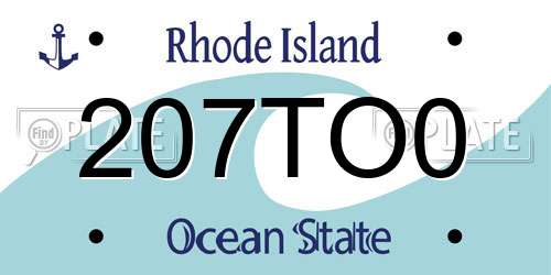 207TO0 Rhode Island License Plate