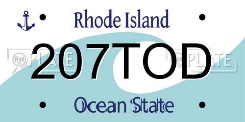207TOD Rhode Island License Plate