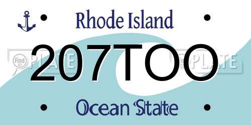 207TOO Rhode Island License Plate