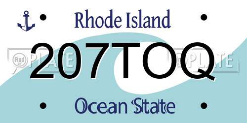 207TOQ Rhode Island License Plate