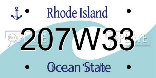 207W33 Rhode Island License Plate