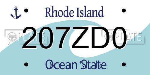 207ZD0 Rhode Island License Plate