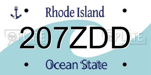 207ZDD Rhode Island License Plate