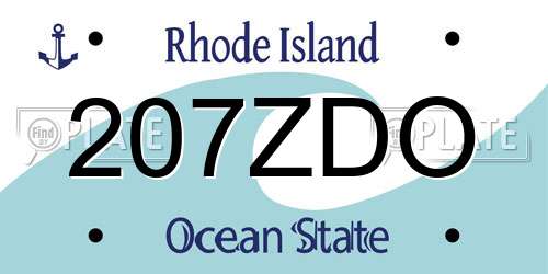 207ZDO Rhode Island License Plate