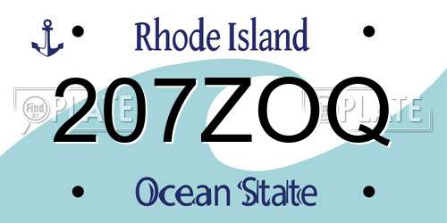 207ZOQ Rhode Island License Plate