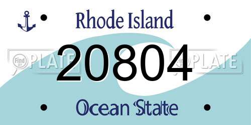20804 Rhode Island License Plate