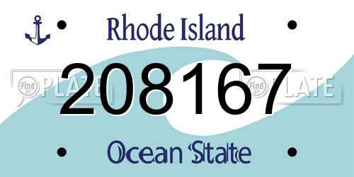 208167 Rhode Island License Plate