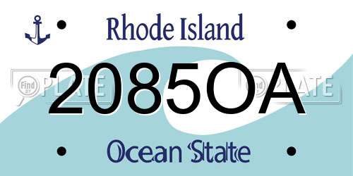 2085OA Rhode Island License Plate