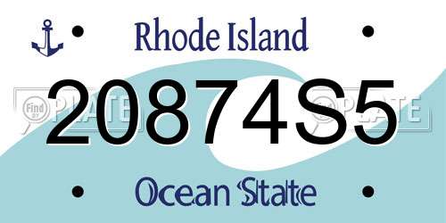20874S5 Rhode Island License Plate