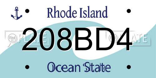 208BD4 Rhode Island License Plate