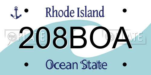 208BOA Rhode Island License Plate