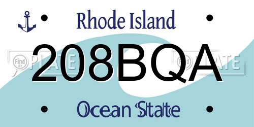 208BQA Rhode Island License Plate