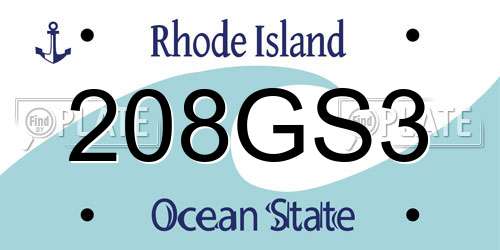 208GS3 Rhode Island License Plate