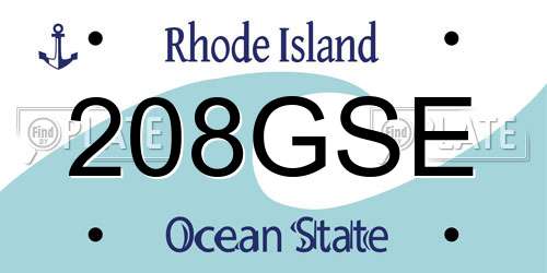 208GSE Rhode Island License Plate