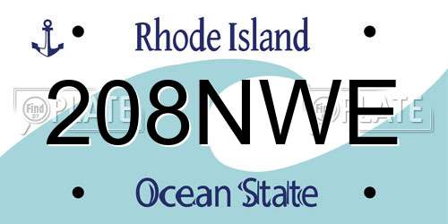 208NWE Rhode Island License Plate
