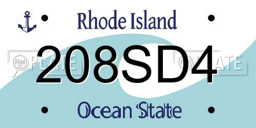 208SD4 Rhode Island License Plate