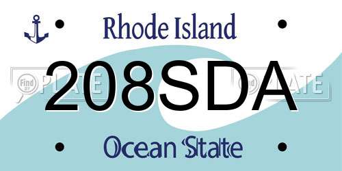 208SDA Rhode Island License Plate