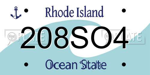 208SO4 Rhode Island License Plate