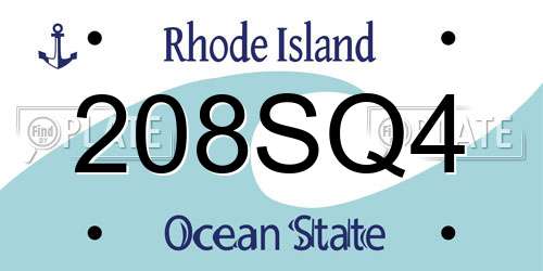 208SQ4 Rhode Island License Plate
