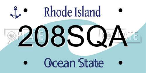 208SQA Rhode Island License Plate