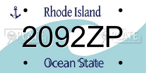 2092ZP Rhode Island License Plate