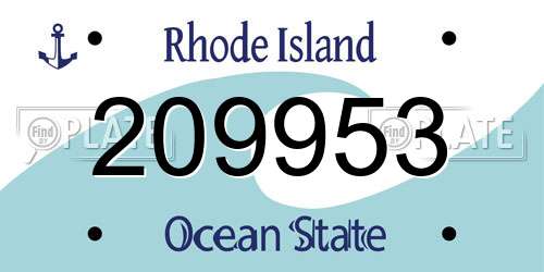 209953 Rhode Island License Plate