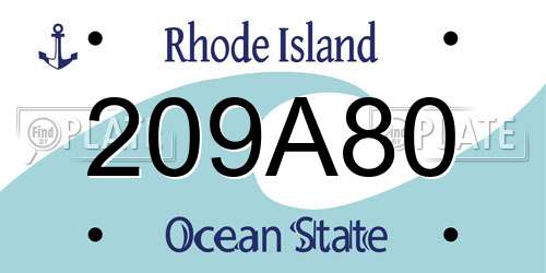 209A80 Rhode Island License Plate
