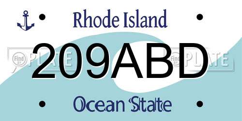 209ABD Rhode Island License Plate