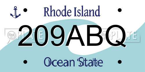 209ABQ Rhode Island License Plate