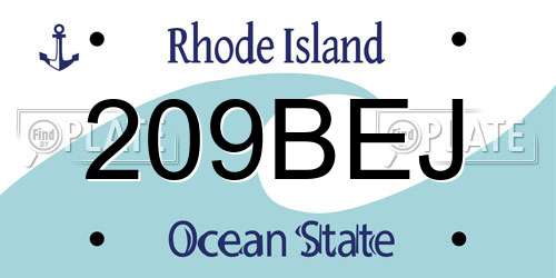 209BEJ Rhode Island License Plate