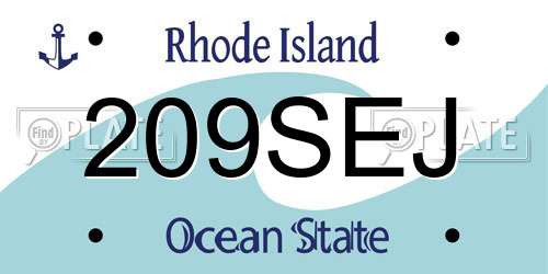 209SEJ Rhode Island License Plate
