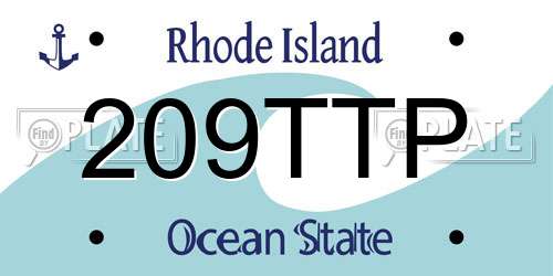 209TTP Rhode Island License Plate