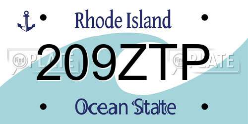 209ZTP Rhode Island License Plate