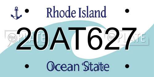20AT627 Rhode Island License Plate
