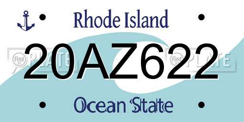 20AZ622 Rhode Island License Plate
