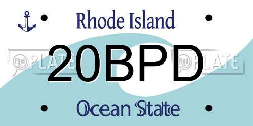 20BPD Rhode Island License Plate