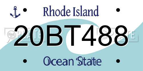 20BT488 Rhode Island License Plate