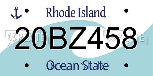 20BZ458 Rhode Island License Plate