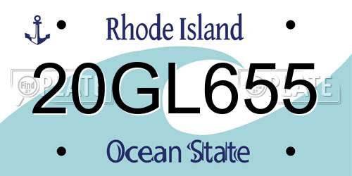 20GL655 Rhode Island License Plate