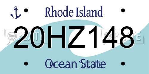20HZ148 Rhode Island License Plate