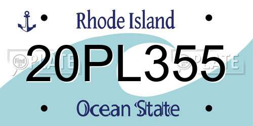 20PL355 Rhode Island License Plate