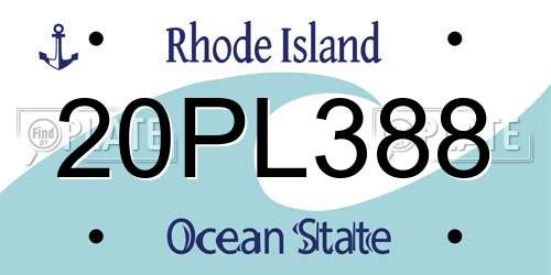 20PL388 Rhode Island License Plate