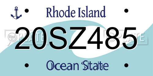 20SZ485 Rhode Island License Plate