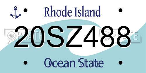 20SZ488 Rhode Island License Plate