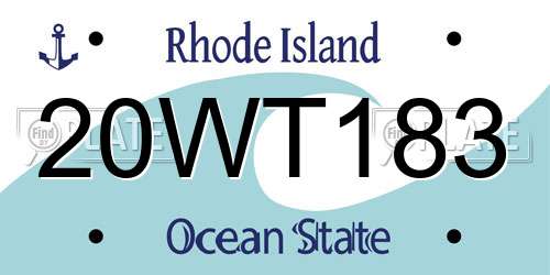20WT183 Rhode Island License Plate