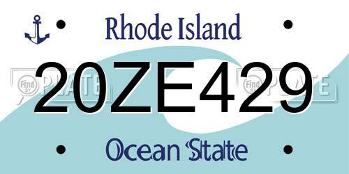 20ZE429 Rhode Island License Plate