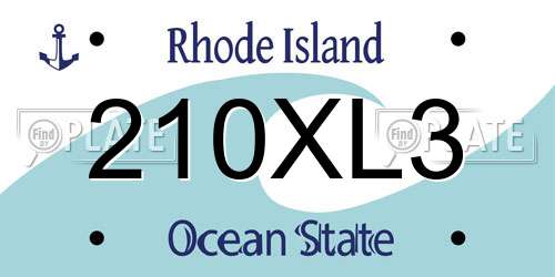 210XL3 Rhode Island License Plate