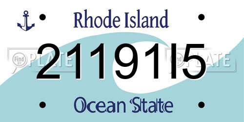 21191I5 Rhode Island License Plate